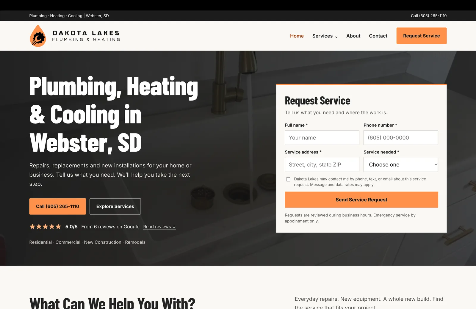 Dakota Lakes Plumbing & Heating homepage